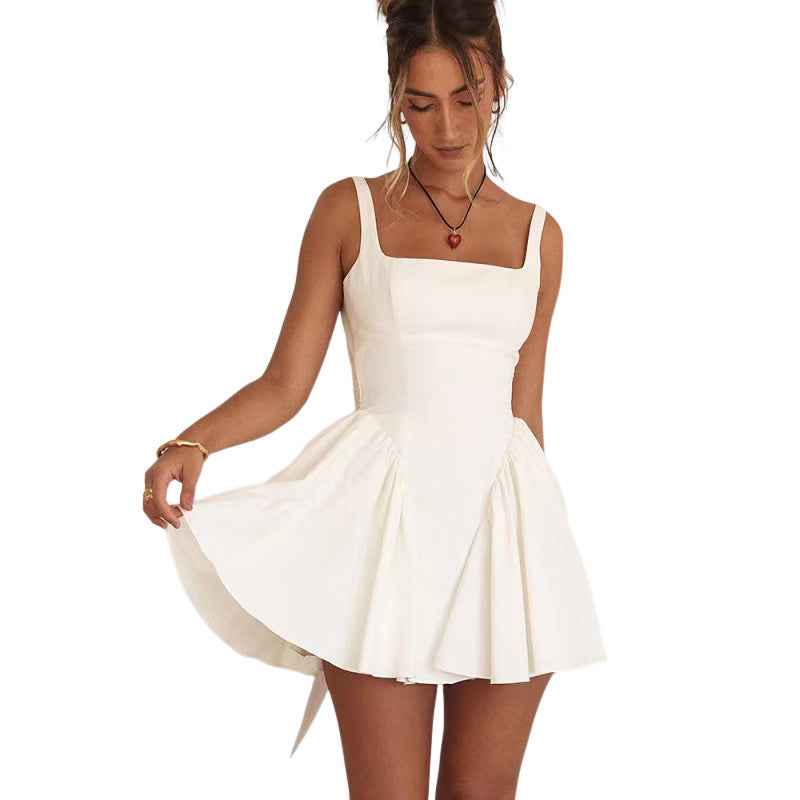 Summer New Women's Backless Lace Up Bow Evening Dress