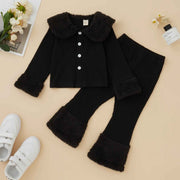 New Girls' Plush Large Lapel Solid Color Shirt Outfit
