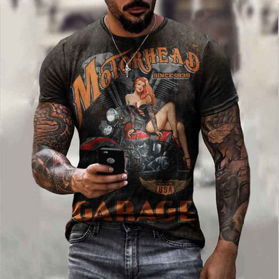 SPEED HEAD Vintage Moto Tee – Dark Charcoal