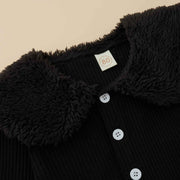 New Girls' Plush Large Lapel Solid Color Shirt Outfit