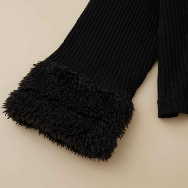 New Girls' Plush Large Lapel Solid Color Shirt Outfit