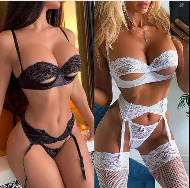 Sexy Lace Lingerie Set with Sheer Garter for Women - Snagged The Deal Dog