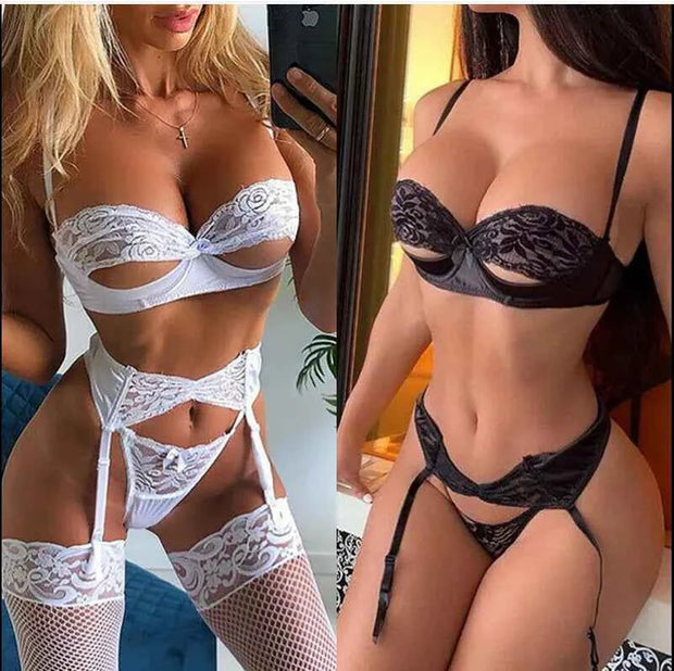 Sexy Lace Lingerie Set with Sheer Garter for Women - Snagged The Deal Dog