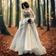 Ballroom Gold Lace Tulle Gown for Elegant Women - Snagged The Deal Dog