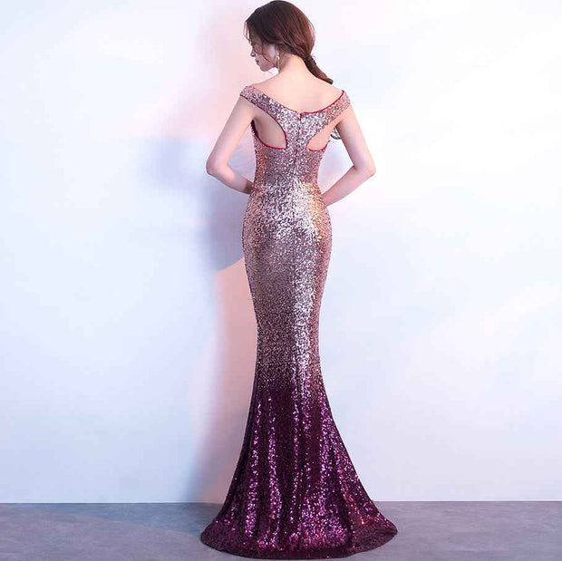Sequin Ombre Mermaid Evening Dress - Glamorous Party Attire - Snagged The Deal Dog