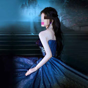 Stylish Starry Night Evening Gown – Blue Strapless Formal Dress for Women - Snagged The Deal Dog