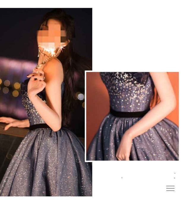 Stylish Starry Night Evening Gown – Blue Strapless Formal Dress for Women - Snagged The Deal Dog