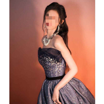 Stylish Starry Night Evening Gown – Blue Strapless Formal Dress for Women - Snagged The Deal Dog