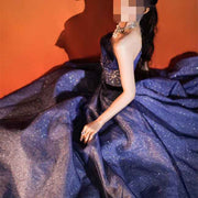 Stylish Starry Night Evening Gown – Blue Strapless Formal Dress for Women - Snagged The Deal Dog