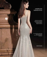 Fishtail Banquet Silver Camisole Gown for Elegant Evening Wear - Snagged The Deal Dog