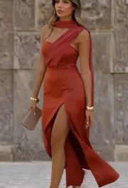 Snagged Strapless Slit Evening Gown for Elegance and Style - Snagged The Deal Dog