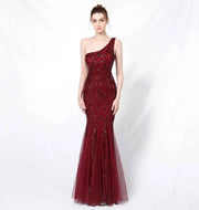 One-Shoulder Mermaid Silhouette Evening Dress - Fairy Fantasy Design - Snagged The Deal Dog