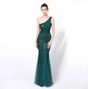 One-Shoulder Mermaid Silhouette Evening Dress - Fairy Fantasy Design - Snagged The Deal Dog
