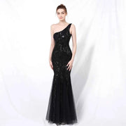 One-Shoulder Mermaid Silhouette Evening Dress - Fairy Fantasy Design - Snagged The Deal Dog