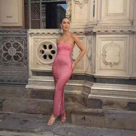 Ladies Elegant Pink Gown for Formal Banquet Wear - Snagged The Deal Dog