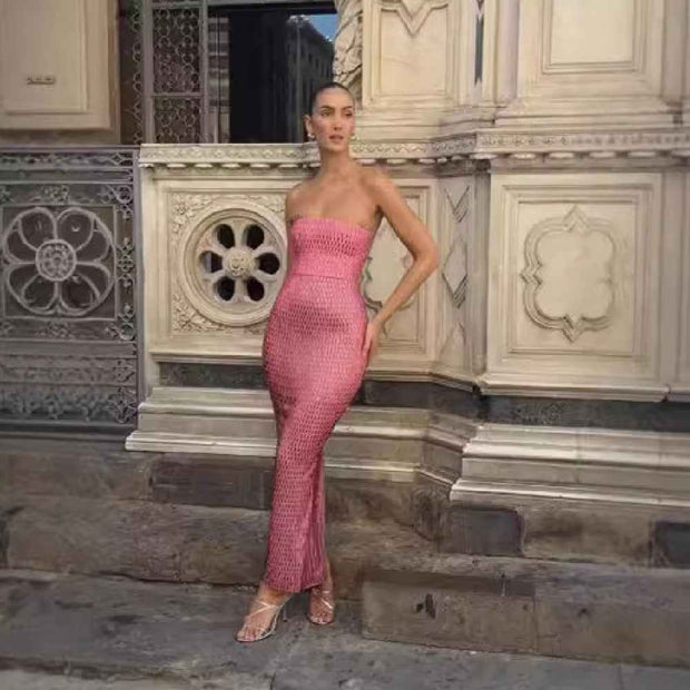 Ladies Elegant Pink Gown for Formal Banquet Wear - Snagged The Deal Dog