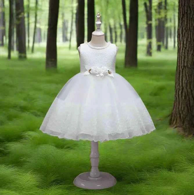 Lace Flower Girl Dress with Tulle Skirt and Elegant Rose Belt - Snagged The Deal Dog