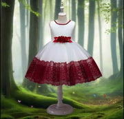 Lace Flower Girl Dress with Tulle Skirt and Elegant Rose Belt - Snagged The Deal Dog