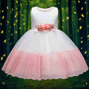 Lace Flower Girl Dress with Tulle Skirt and Elegant Rose Belt - Snagged The Deal Dog