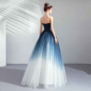 Strapless Blue Ombre Fantasy Ball Gown Evening Dress - Snagged The Deal Dog