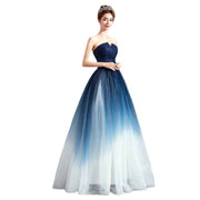 Strapless Blue Ombre Fantasy Ball Gown Evening Dress - Snagged The Deal Dog