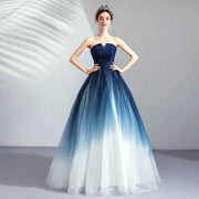 Strapless Blue Ombre Fantasy Ball Gown Evening Dress - Snagged The Deal Dog