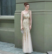 One-Shoulder Mermaid Silhouette Evening Dress - Fairy Fantasy Design - Snagged The Deal Dog