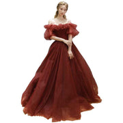 Red Off Shoulder Tulle Princess Dress for Elegant Occasions - Snagged The Deal Dog