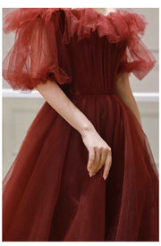 Red Off Shoulder Tulle Princess Dress for Elegant Occasions - Snagged The Deal Dog