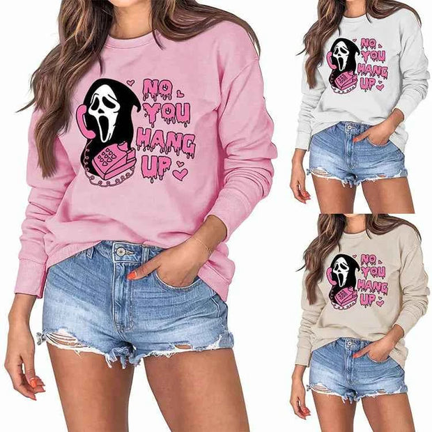 Women Ghostface Sweater - Cozy Pink Winter Trendy Pullover - Snagged The Deal Dog