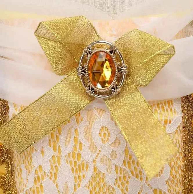 Girls Belle Yellow Princess Dress with Lace Tulle for Halloween - Snagged The Deal Dog