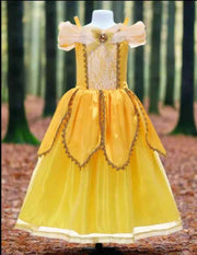 Girls Belle Yellow Princess Dress with Lace Tulle for Halloween - Snagged The Deal Dog