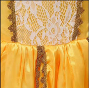 Girls Belle Yellow Princess Dress with Lace Tulle for Halloween - Snagged The Deal Dog
